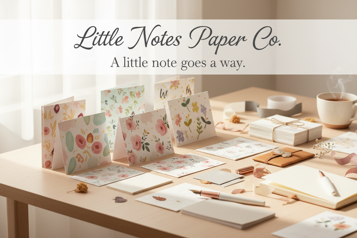 under Little note paper co make it say “A little note goes a long way.”